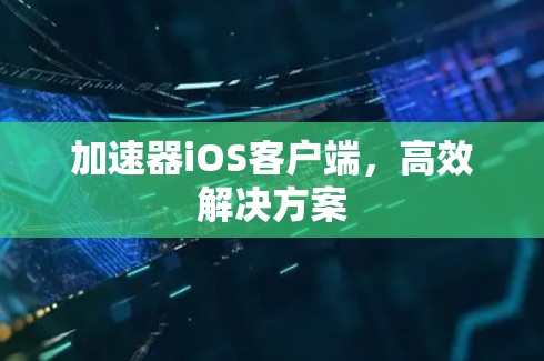 加速器iOS客户端，高效解决方案
