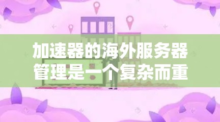 加速器的海外服务器管理是一个复杂而重要的任务，涉及多个方面的考量。以下是对该管理任务的详细分析和总结